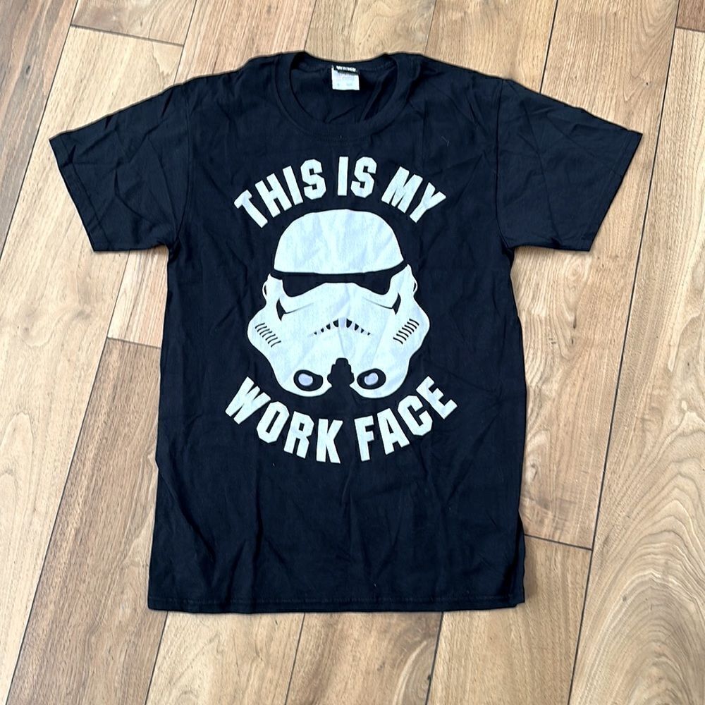 STAR WARS TEE SHIRT “THIS IS MY WORK FACE” Size Small BLACK WHITE NEW